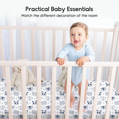 Yoofoss Baby Crib Sheets for Boys Girls, Fitted Crib Sheet 2 Pack for Standard Crib and Toddler