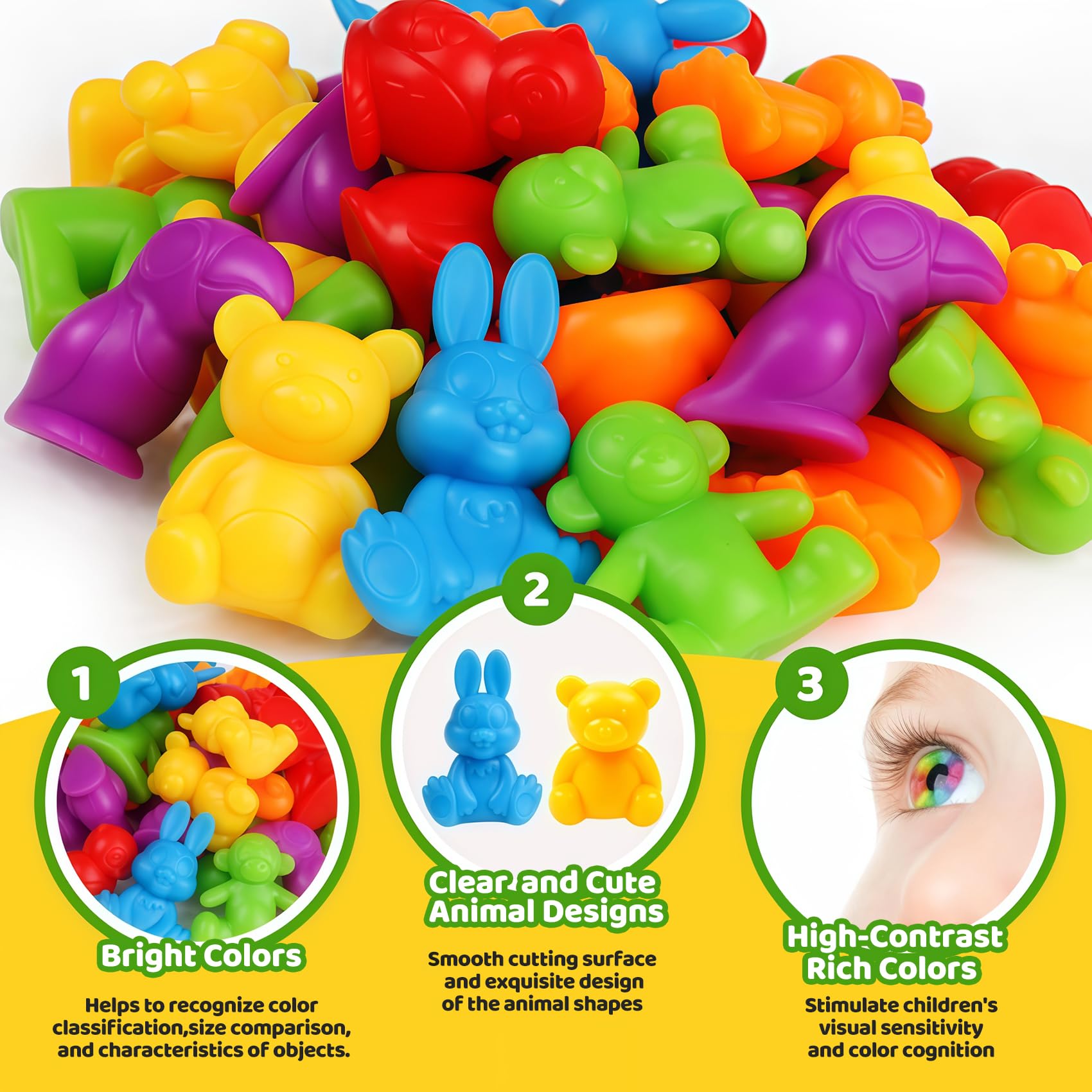 Counting Animals Color Sorting Matching Games with Sorting Bowls Montessori Sensory Early