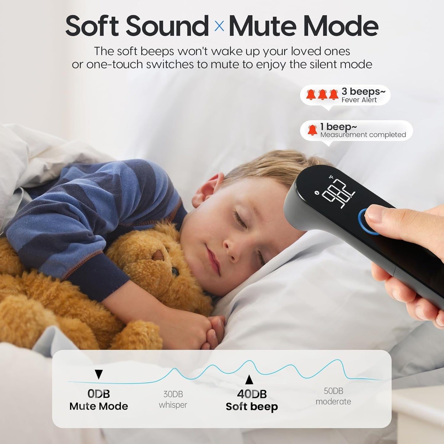 No-Touch Forehead Thermometer for Adults and Kids, Fast Accurate Baby Thermometer with Fever Alarm