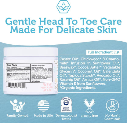 Era Organics Healing Ointment for Babies - USDA Certified Organic Natural Moisturizer Gentle on Sensitive Skin Prone To Baby Eczema, Cradle Cap (Infant Seborrheic Dermatitis), Rashes, Hives 4oz