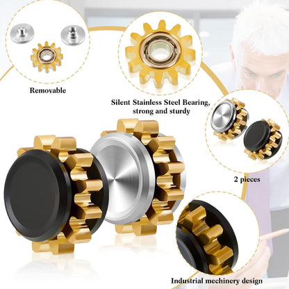 2 Pieces Copper Gear Metal Spinner Toy Small Fidget Toy Solid Metal Brass Gear Mini Steel Bearing for Adults Copper Gear Design Boredom Killing Time Toys (Black, Silver, Gold)