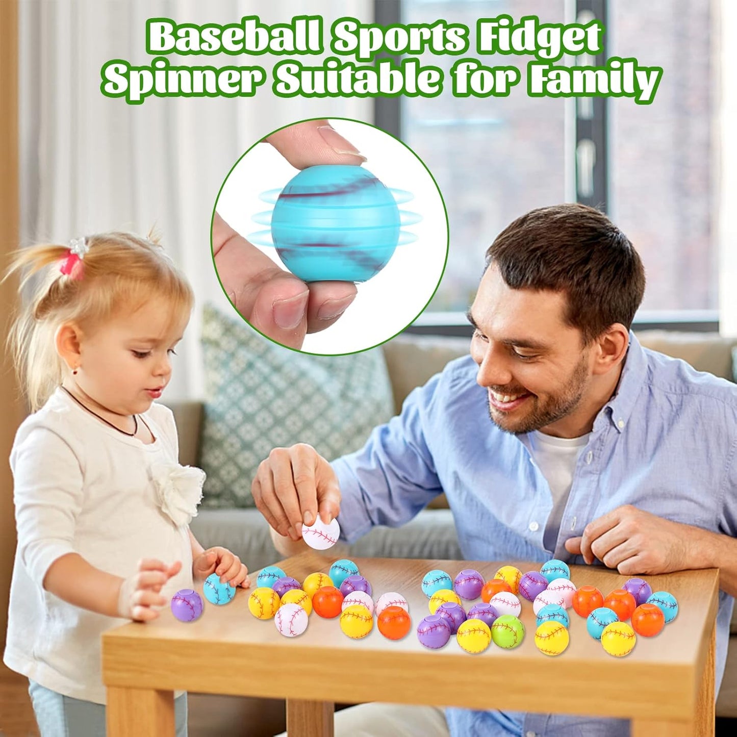 SCIONE 36pack Baseball Party Favors for Kids 4-8 8-12 Baseball Sports Fidget Spinner Goodie Bag Stuffers Classroom Prizes Return Gifts for Kids Birthday Easter Party Favors