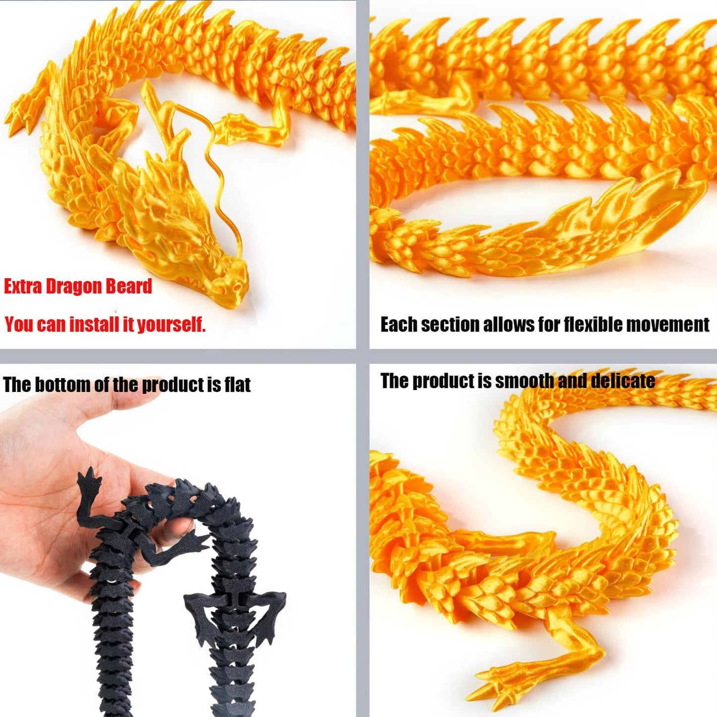 3D Printed Dragon - Articulated and Posable Toy for Car Decoration - Strikingly Realistic Dragon Crystal Figure Gifts (Laser Green)