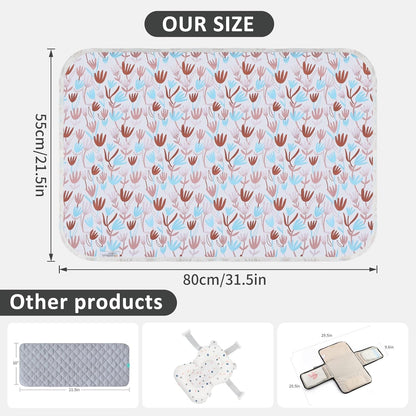 Baby Diaper Changing Pad, 21 5/8" x 31.5" Waterproof Changing Pad Liners - Reusable Soft and Absorbent Portable Changing Mat(Tulip1PCS)