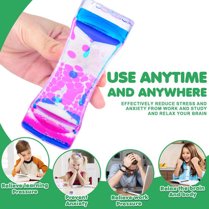 Liquid Timer - Sensory Toy for Relaxation, Liquid Motion Bubbler Timer with Floating Color Lava Lamp, 3-Pack Incredibly Effective Calming Stress Relief Hourglass Toy for Kids & Adults, Autism & ADHD