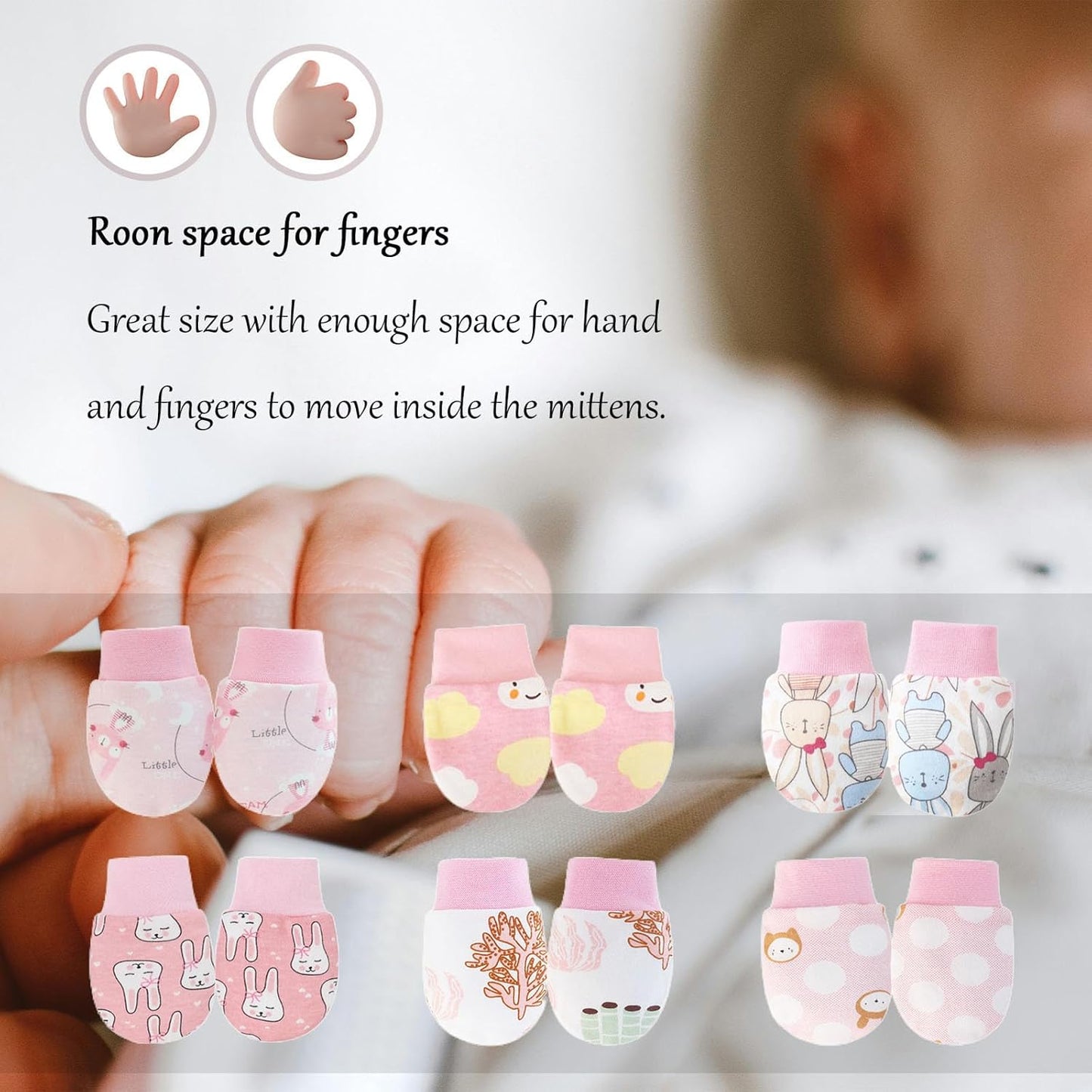 Baby Mittens No Scratch Mittens Infant Soft Gloves Mittens for 0-6 Months Boys Girls