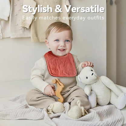 Muslin Baby Bibs for Unisex Boys Girls, Cotton Drool Bibs, Adjustable Newborn Bibs for Drooling and Teething