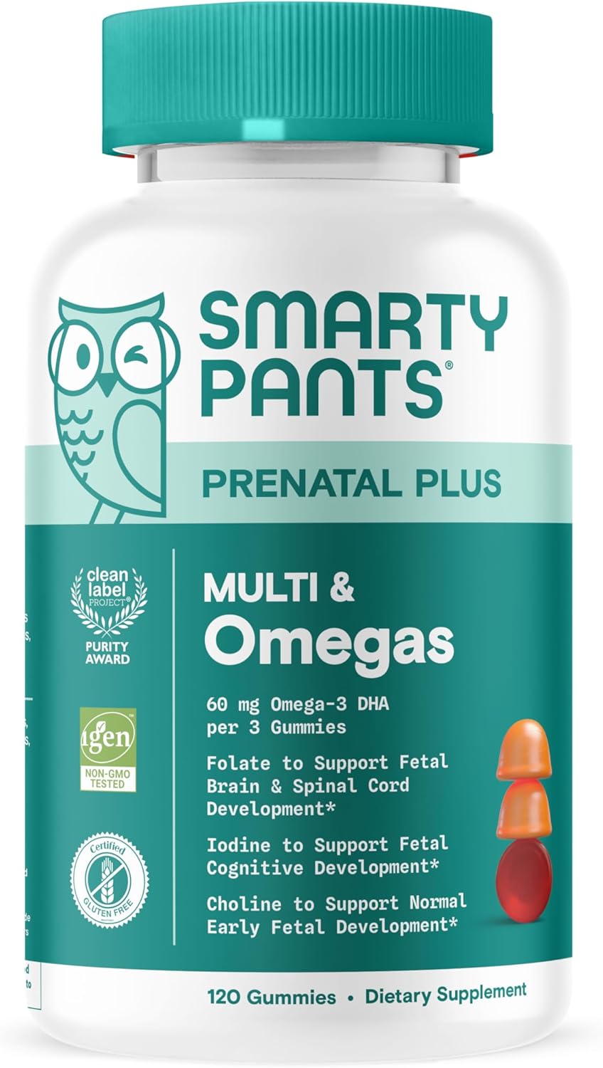 SmartyPants Prenatal Multivitamin Gummies - Improved Formula: Omega 3 (DHA/EPA), Methylfolate
