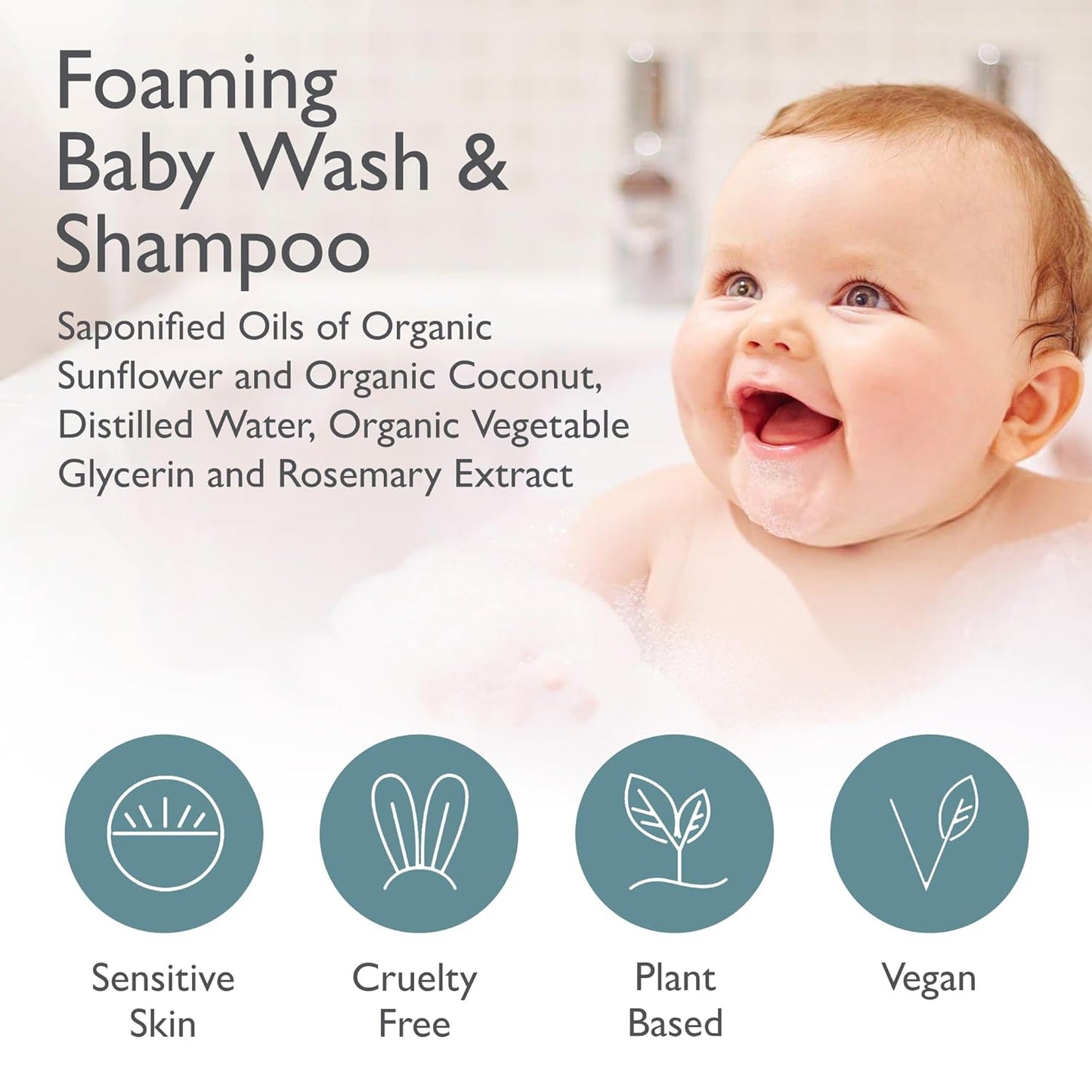 SoCal Suds & Company Gentle Botanical Baby Wash for Sensitive Skin - 2-in-1 Organic Foaming Shampoo
