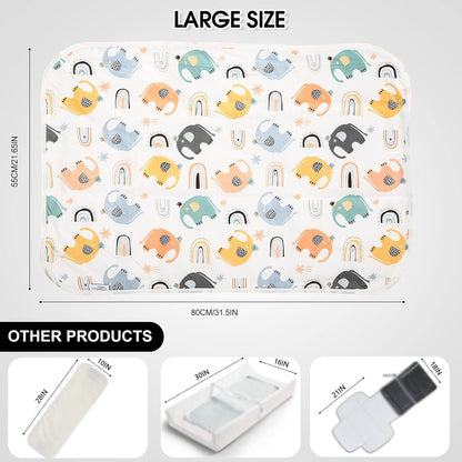 Baby Diaper Changing Pad, 21 5/8" x 31.5" Waterproof Changing Pad Liners - Reusable Soft and Absorbent Portable Changing Mat(Elephant1PCS)