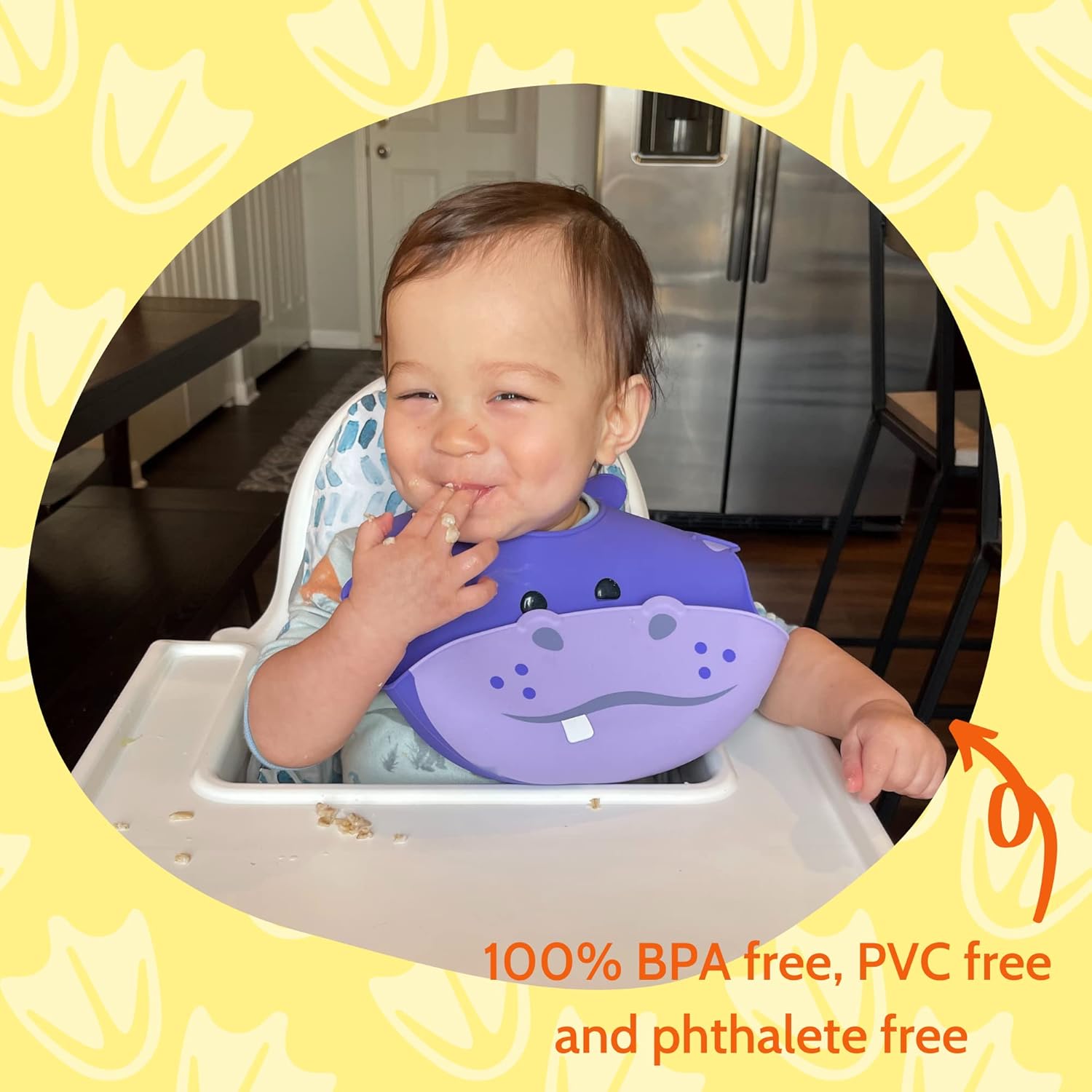 Silly Goose Silicone Animal Baby Bibs for Babies and Toddlers, Waterproof, Adjustable, Soft, Extra