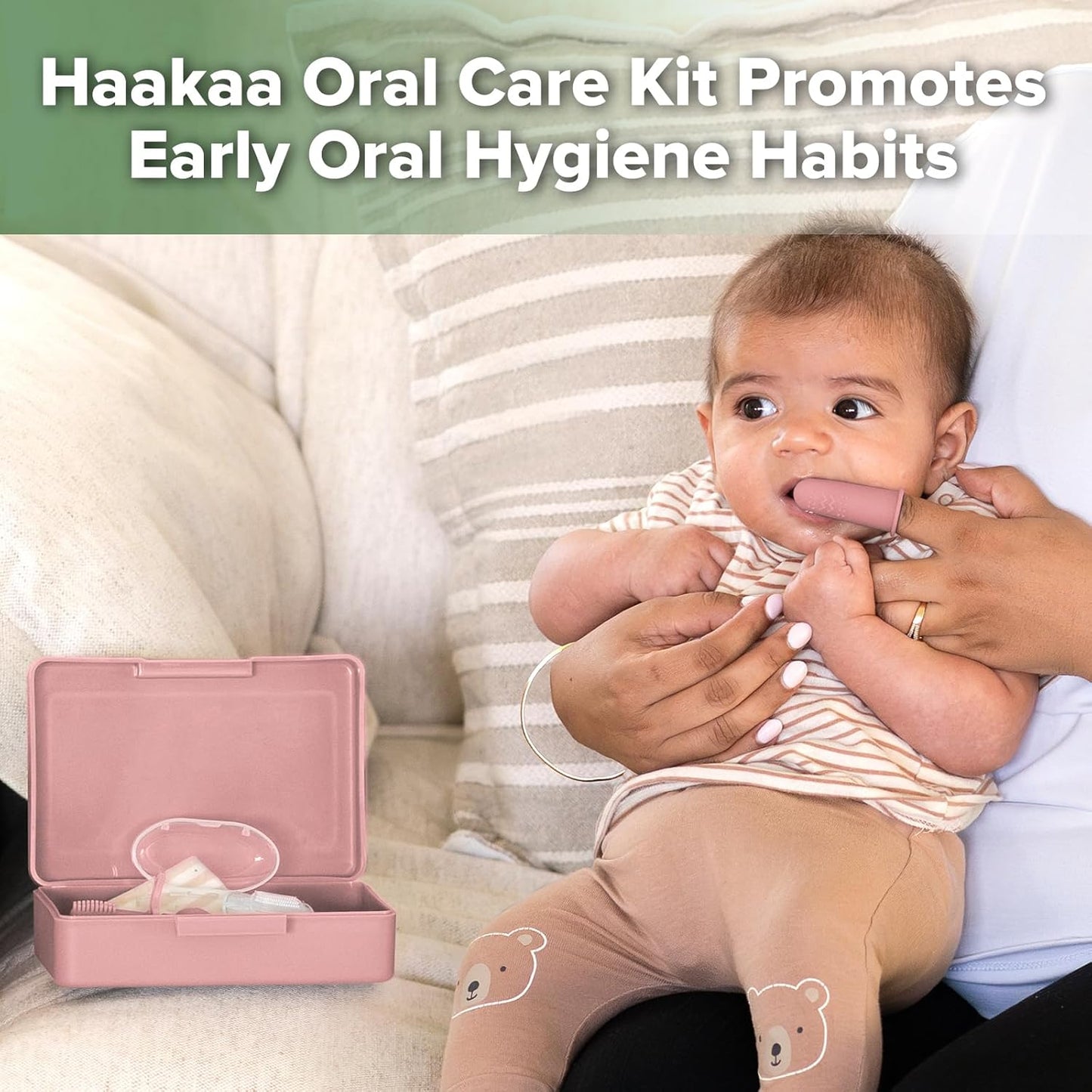 haakaa Training Toothbrush Set Oral Care Kit, Soft Silicone Toothbrush for Baby, Infants, Toddlers
