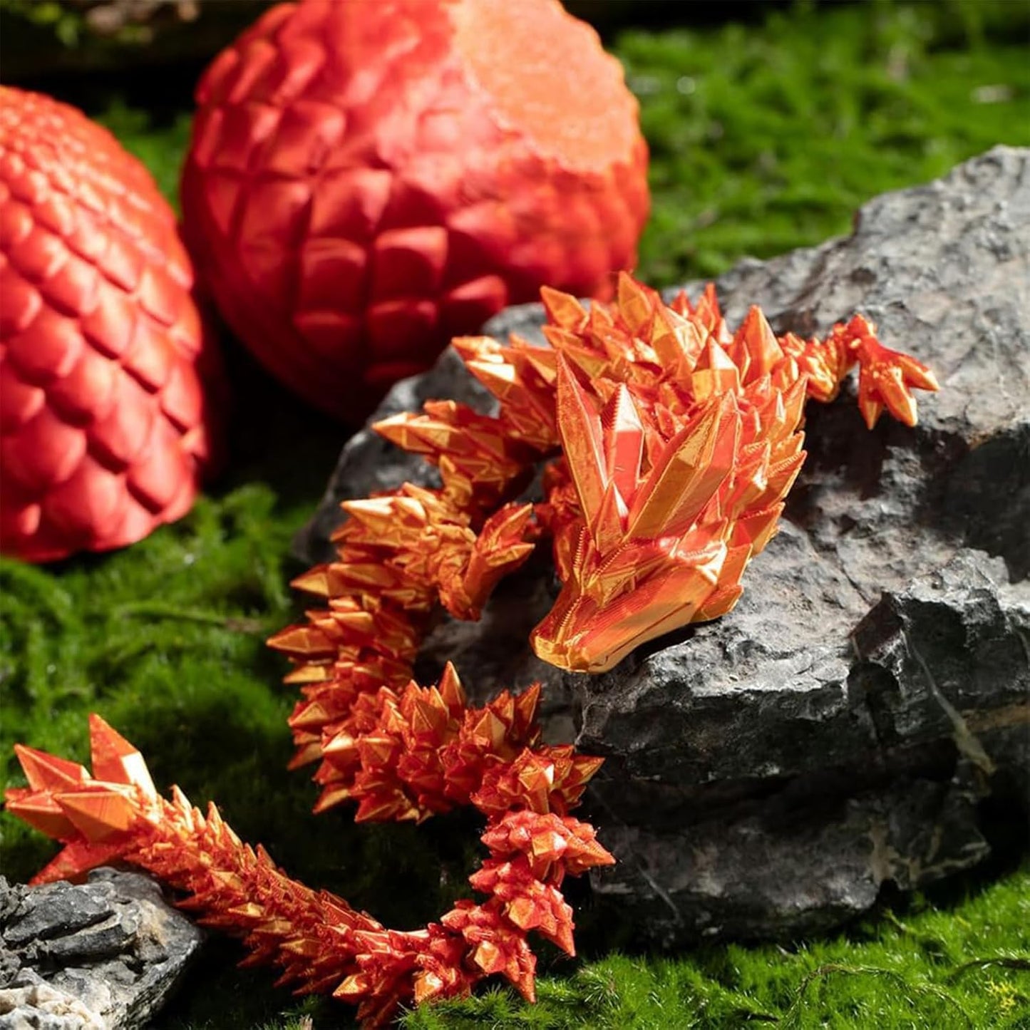 Easter Eggs, 12In Boys Dragon Toys, 3D Printed Dragon Eggs with Articulated Dragon Inside, Dragon Surprise Eggs Fidget Toys, Executive Desk Toys, Easter Egg Fillers Easter Gifts for Kids(Laser Yellow)