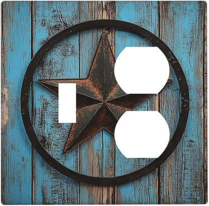 Wallplates Rustic Wood Country Barn Texas Star On Teal 1 Toggle 1 Duplex Switch Plate Electrical