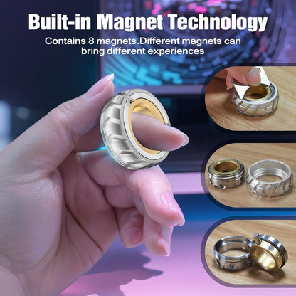INNÔPLUS Fidget Spinners, Magnetic Rings Fidget Toy, Fidget Spinners for Adults, Metal Fidget Magnets Spinner Rings, Fidget Slider, Stress Anxiety ADHD Relief, Spinner Gifts for Adults and Kids