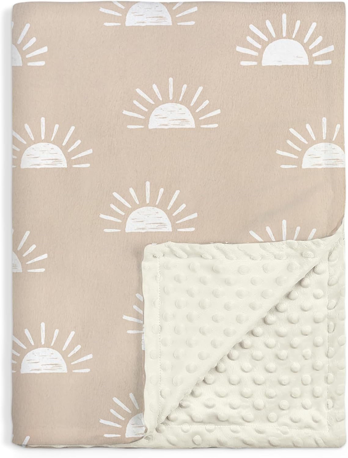 Sun Minky Baby Blanket 30 x 40 Inches for Boys Girls, Soft Plush Receiving Blanket with Dotted
