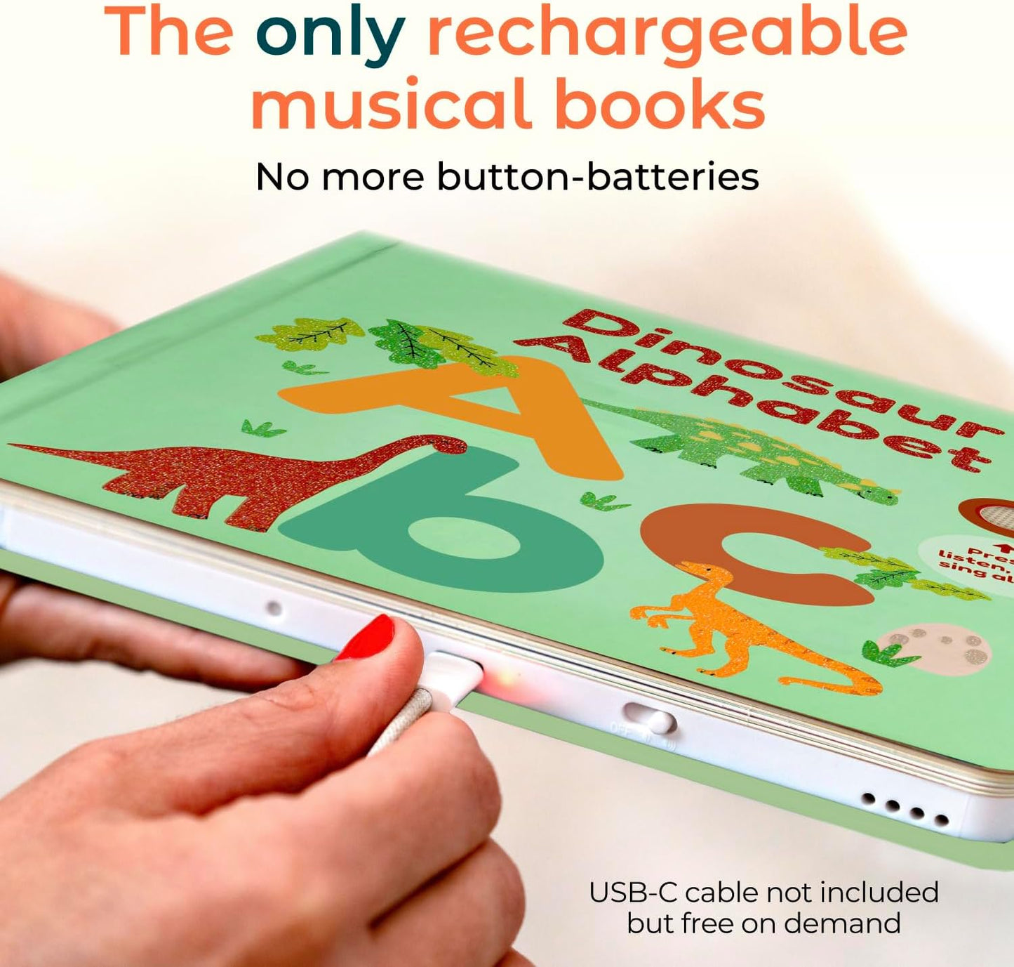 Cali's Books Dinosaur Alphabet Book for Toddlers 1-3 - Learn Dino ABC, Musical Books for Kids, Interactive Talking Baby Toddler Sound Book, Educational Song Learning Toys Singing Music Toy for Babies