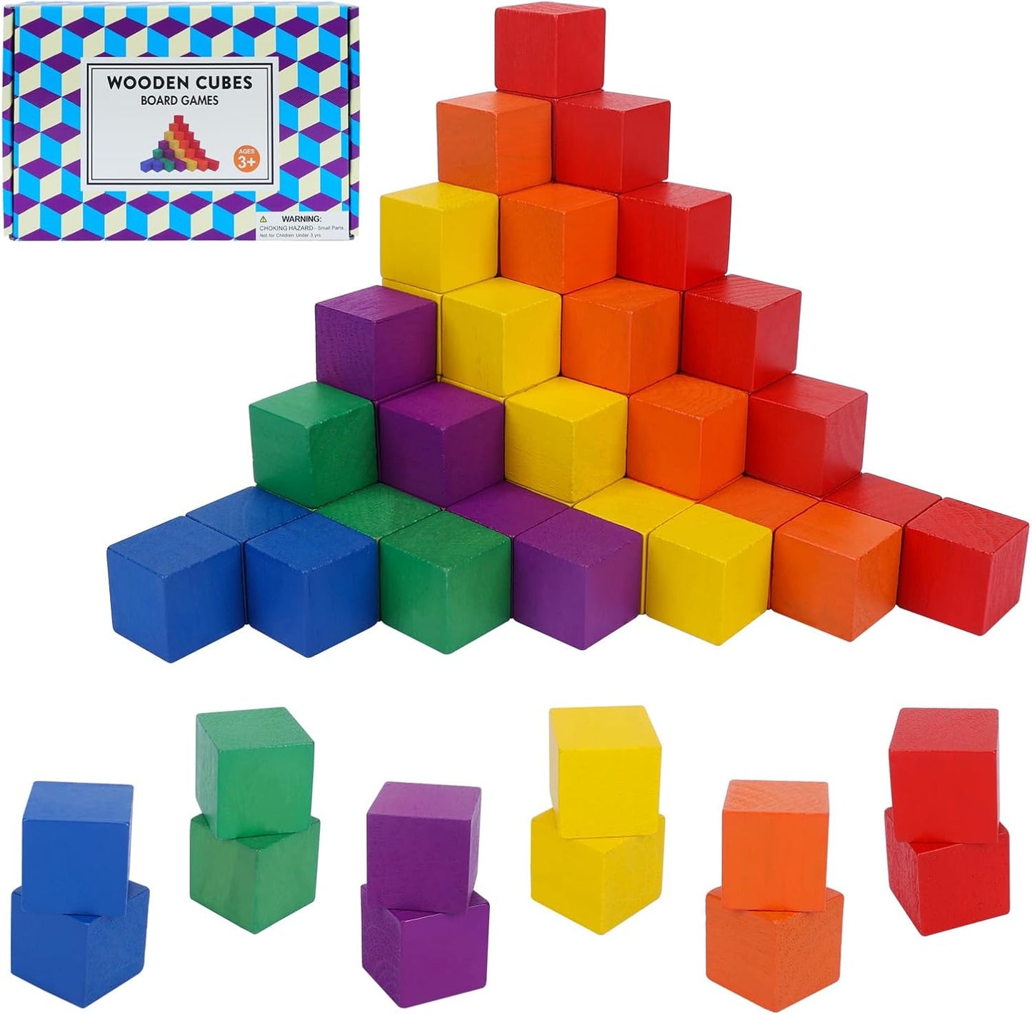 108 Pack 1 Inch Wooden Blocks, 6 Colors STEM Math Sorting Toys, Wood Building & Stacking Blocks for Toddlers, Classroom Learning Wooden Cube Blocks, Creative Play & DIY Craft for Kids Ages 3+