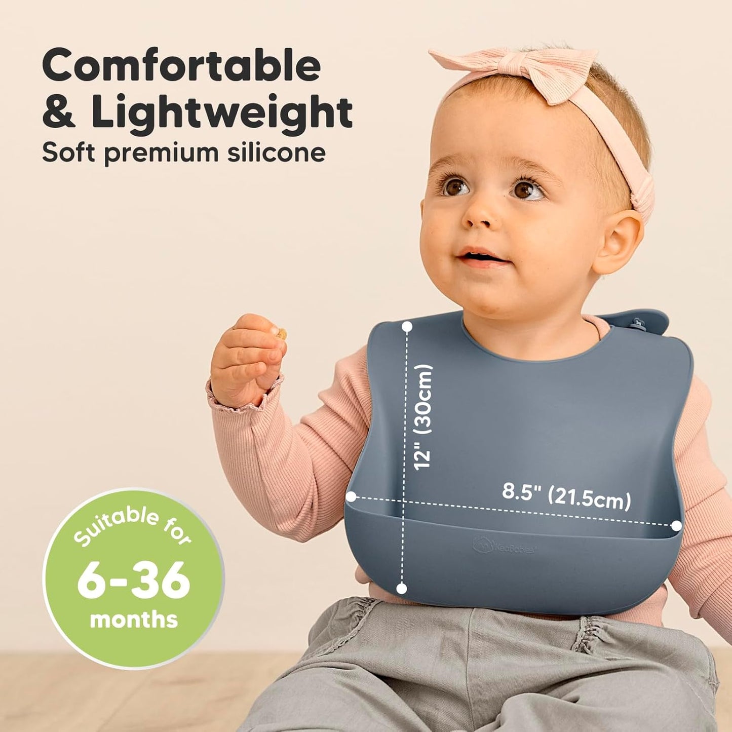 KeaBabies 2-Pack Silicone Baby Bibs for Eating - Sturdy Food-Grade Silicone Bibs for Babies Girl
