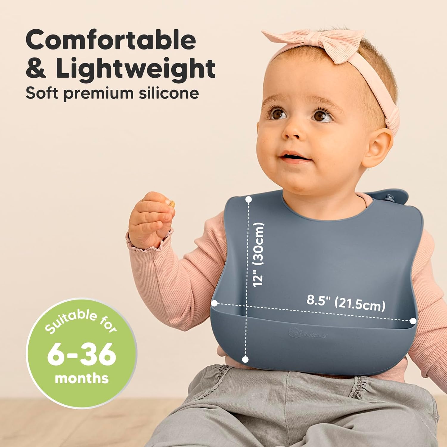 KeaBabies 2-Pack Silicone Baby Bibs for Eating - Sturdy Food-Grade Silicone Bibs for Babies Girl