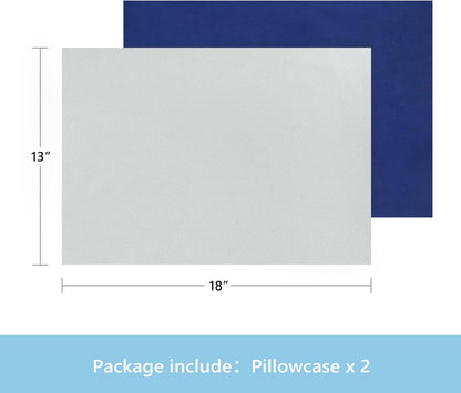 TILLYOU Toddler Pillowcase 2 Pack with Envelope Closure,13" x 18" Silky Soft Microfiber Travel Kids Pillowcase for Boys and Girls,Gray & Navy