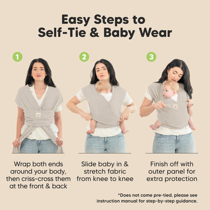 KeaBabies Baby Wrap Carrier, All in 1 Original Baby Carrier (Stone Gray)