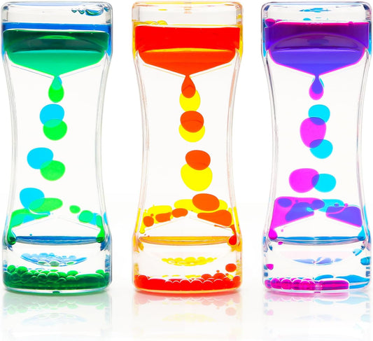 Coitak Liquid Motion Bubbler Timer for Sensory Play, Fidget Toy, Desk Top, 3 Pack, Assorted Colors (Style-3)
