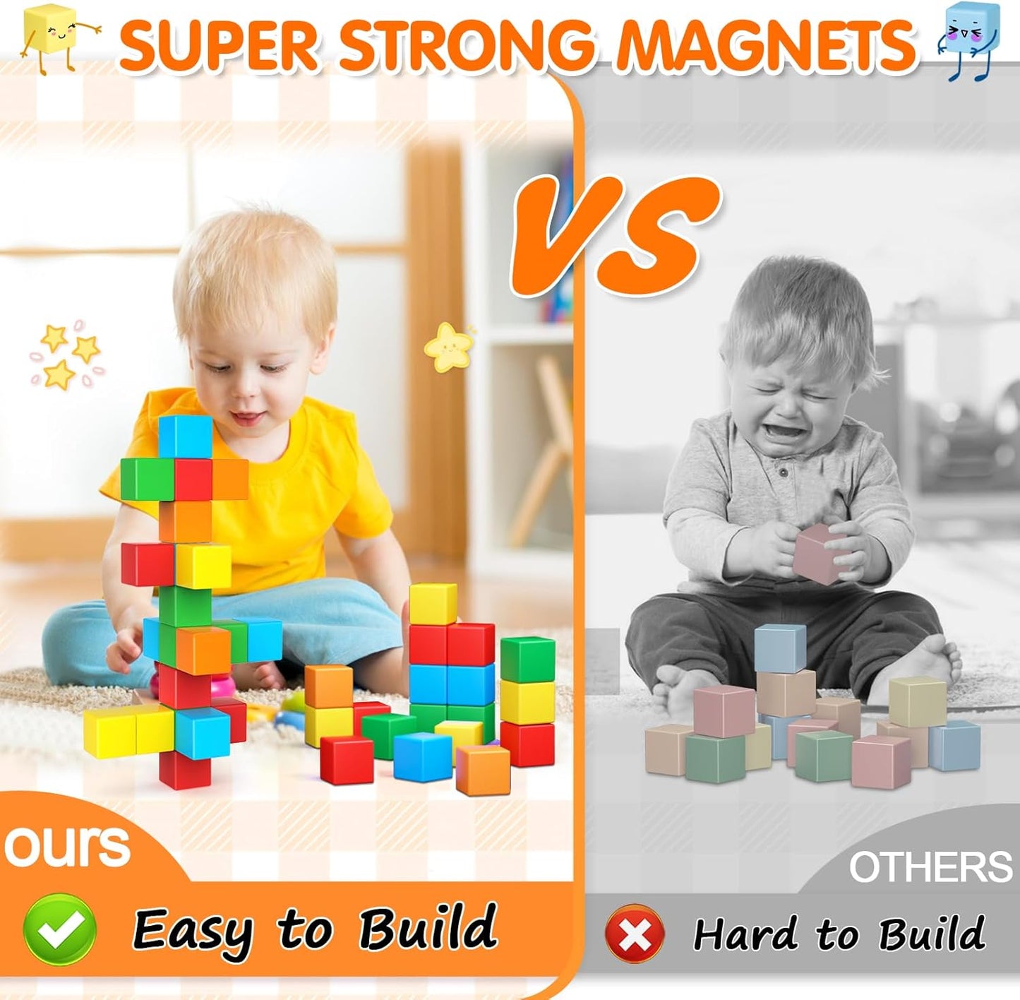 Magnetic Blocks,1.41 inch Large Building Blocks for Kids Ages 3-5 4-8 Sensory Magnetic Cubs for Kids 1-3 Preschool Educational Gifts Toys for Toddlers 3 4 5 6 7 8 Year Old Boys Girls 28PCS