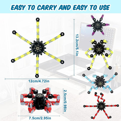 Zhanmai Transformable Fidget Spinners Fidget Toys for Kids and Adults Stress Relief Sensory Toys Transformable Chain Robot Fingertip Gyros for ADHD Autism for Kids Gifts(48 Pack)