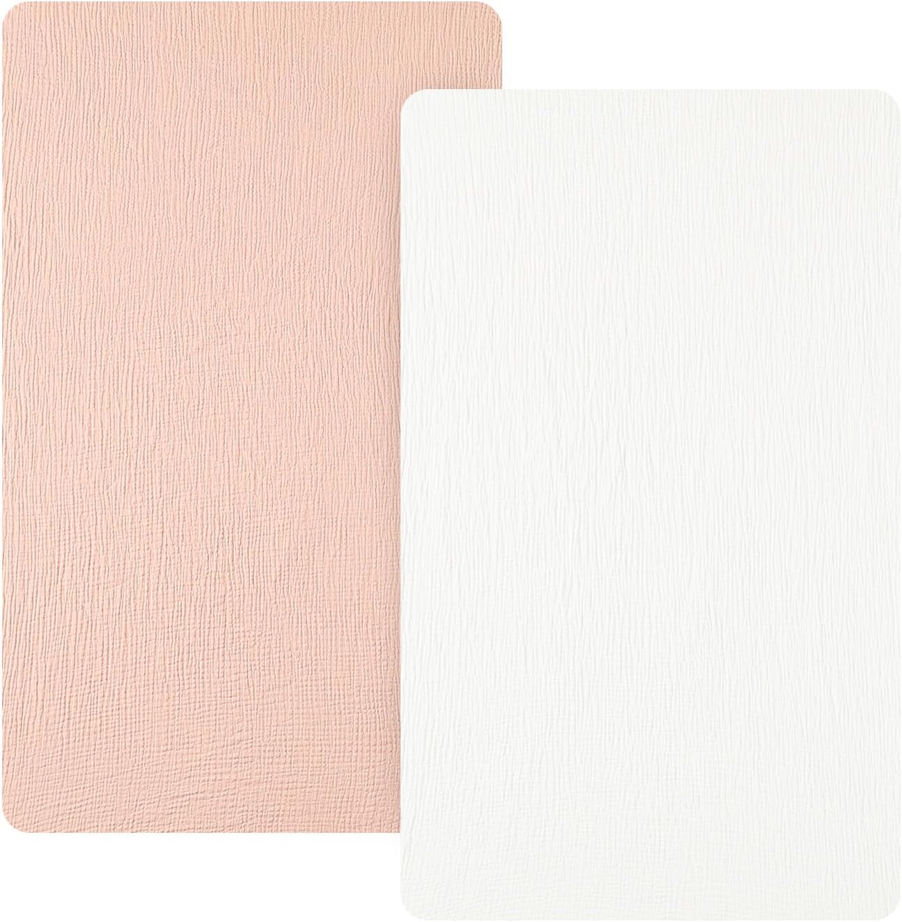 david's kids Muslin Mini Crib Sheets, 2 Pack Cotton Pack N Play Sheets for Boys Girls Neutral, Soft