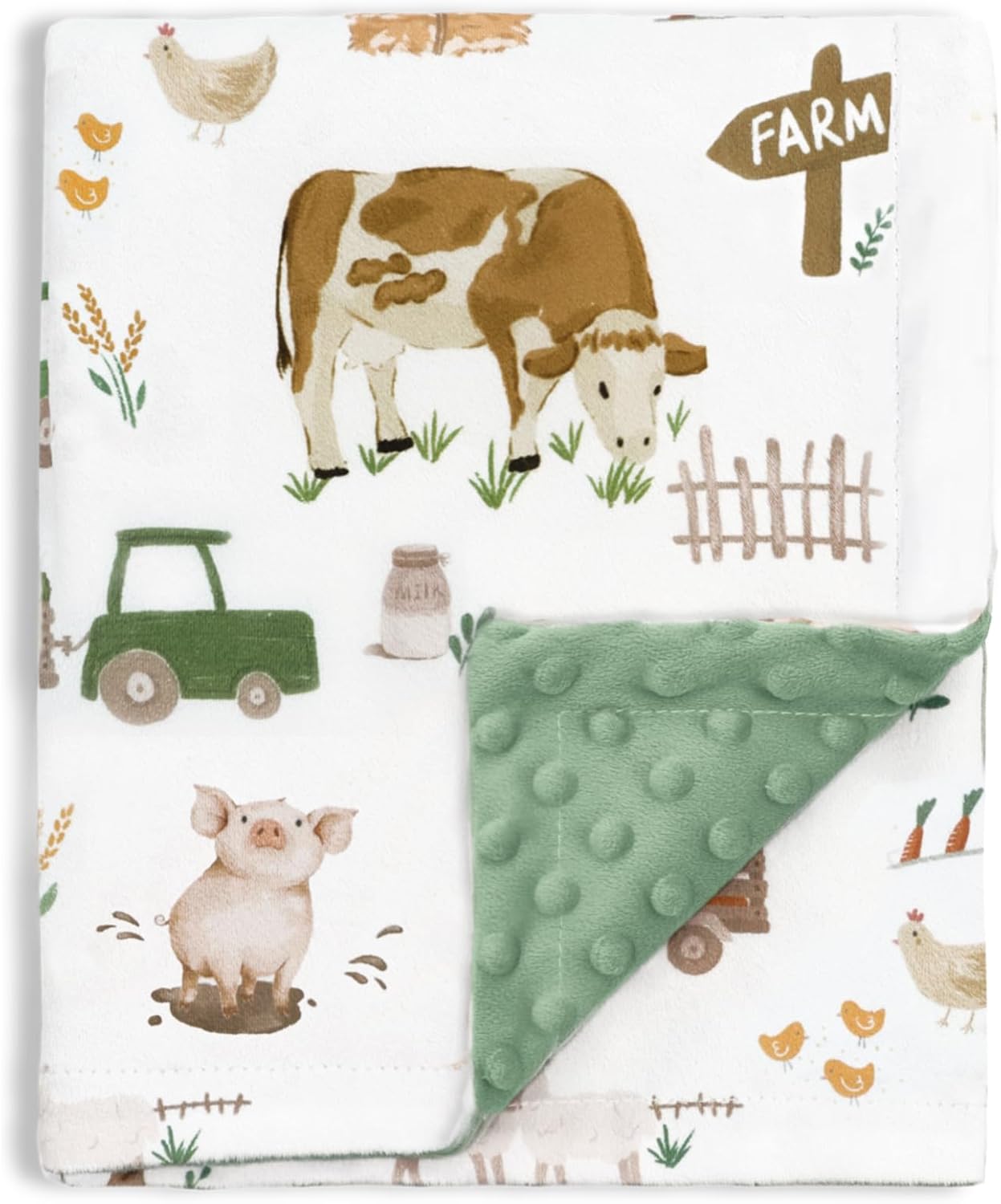 HOMRITAR Baby Blanket for Boys Girls Soft Plush Minky Toddler Blanket with Double Layer Dotted