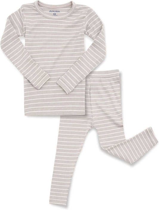 AVAUMA Stripe Pattern Baby Boys Girls Pajama Set Kids Toddler Snug fit Ribbed Sleepwear pjs for Daily Life Style