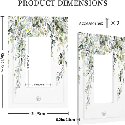 Decorative Outlet Covers Boho Farmhouse Flower Leaf Sage Green 1 Gang Single Rocker Light Switch Cover Plate Wall Plates GFCI Faceplate for Bedroom Cabin Decor