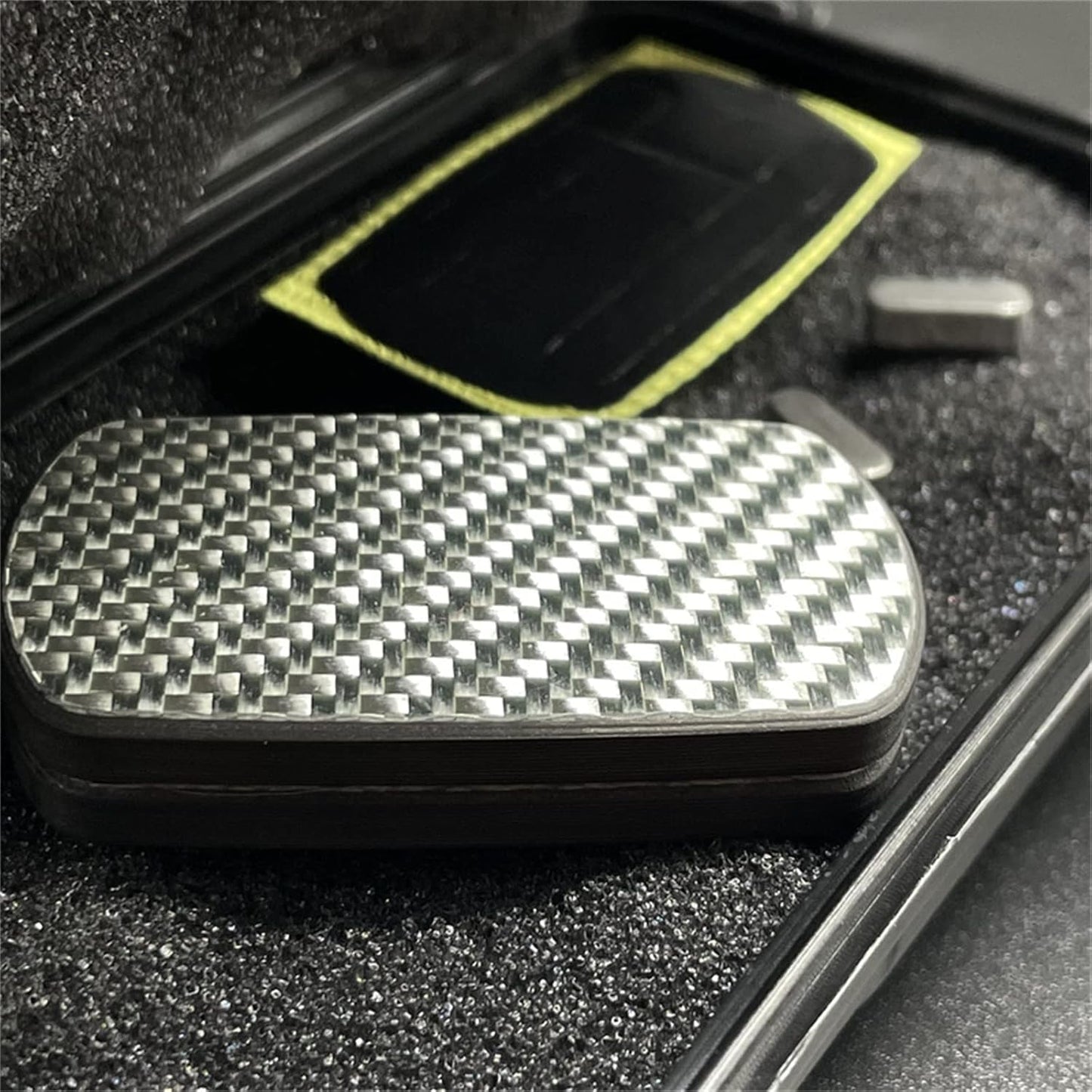 Rectangular Block Carbon Fiber Push Haptic Slider Adult Fidget Toys EDC ADHD Tool Anti-Anxiety Fidget Slider Stress Relief Toys Cool Stuff for Men (Silver Texture)