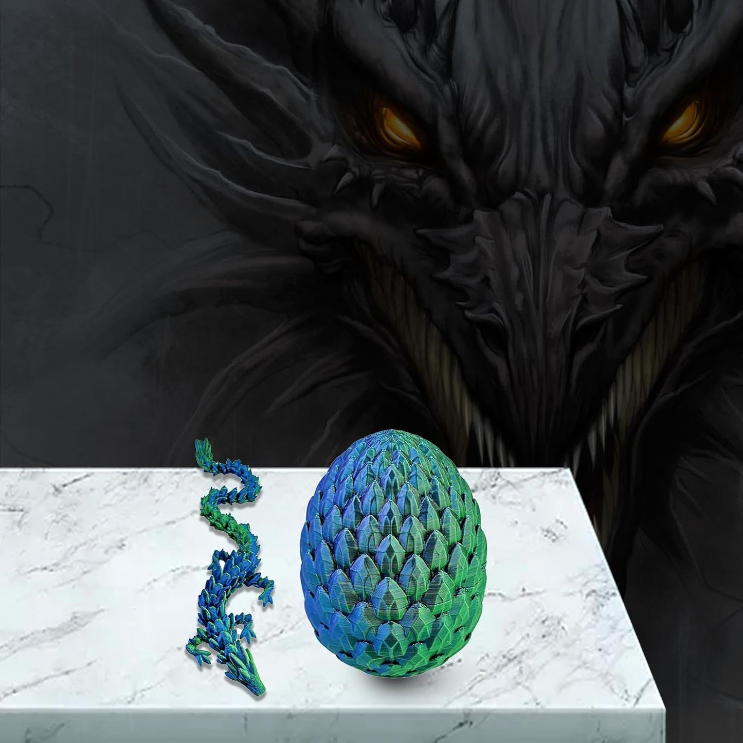 Easter Dragon Eggs 3D Printed Dragon Egg with Dragon Inside Articulated Crystal Dragon Fidget Toy Mystery Easter Suprise Home Office Decor Executive Desk Toys
