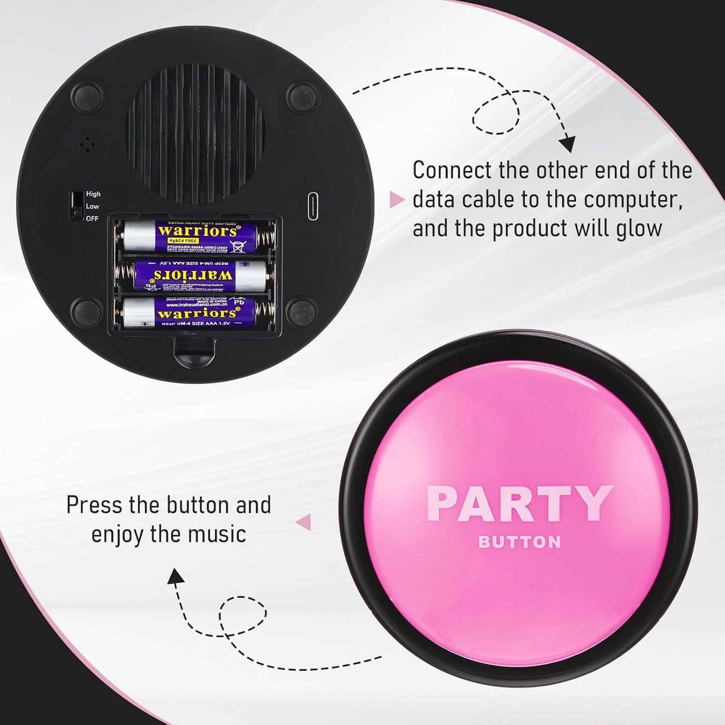 Dance Party Button with Music Sound Button Desk Toys for Office for Adults Classroom Buzzers Novelty Fun Gag Gifts Office Toys Desk Decor Gadget, 4.5 x 4.5 x 1.5 Inch (Pink)