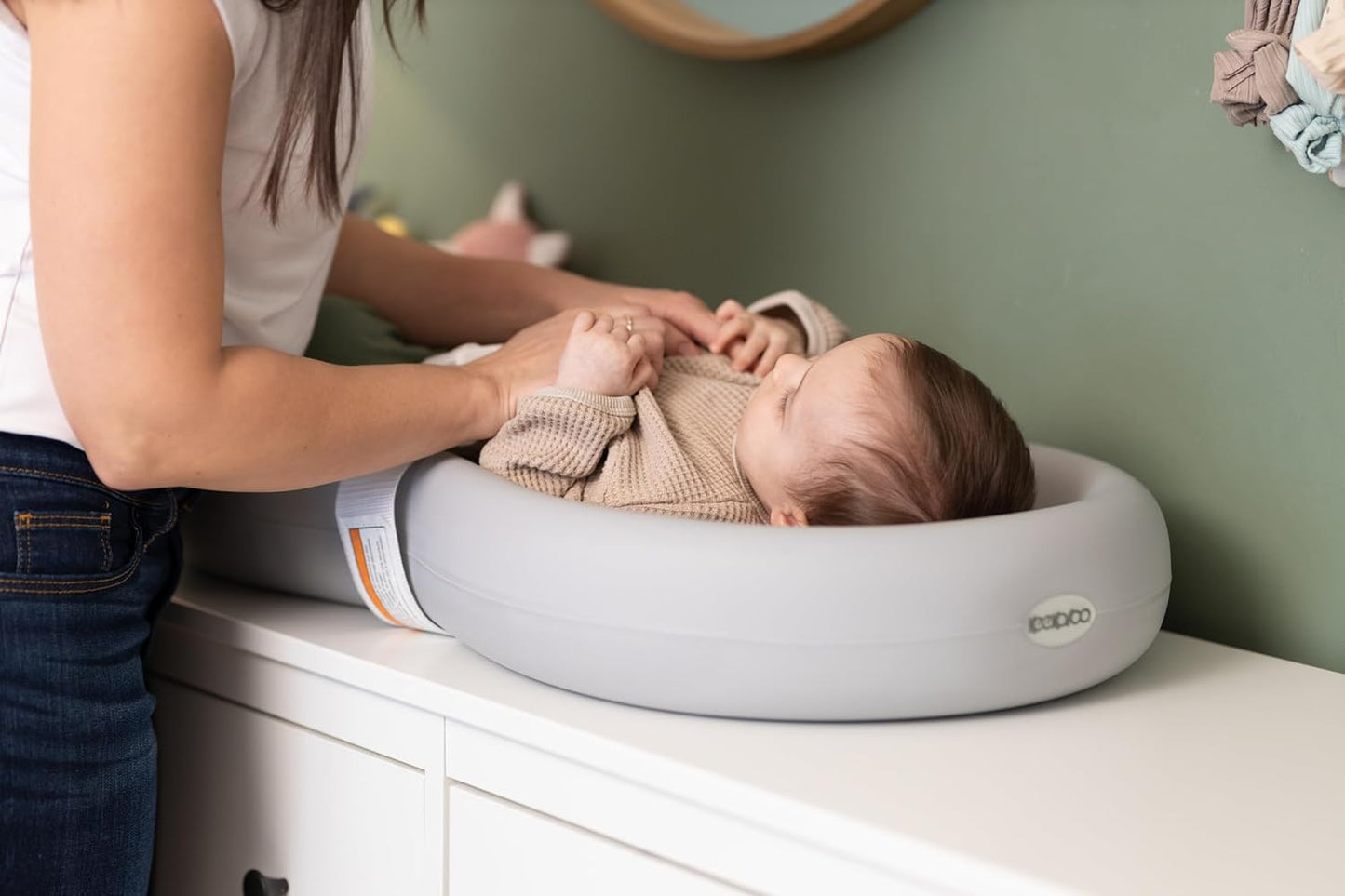 Keekaroo Peanut Changer Grey ??The Original Made in USA Easy-to-Clean Changing pad and The only Shell Over Foam, Fully Water Repellant