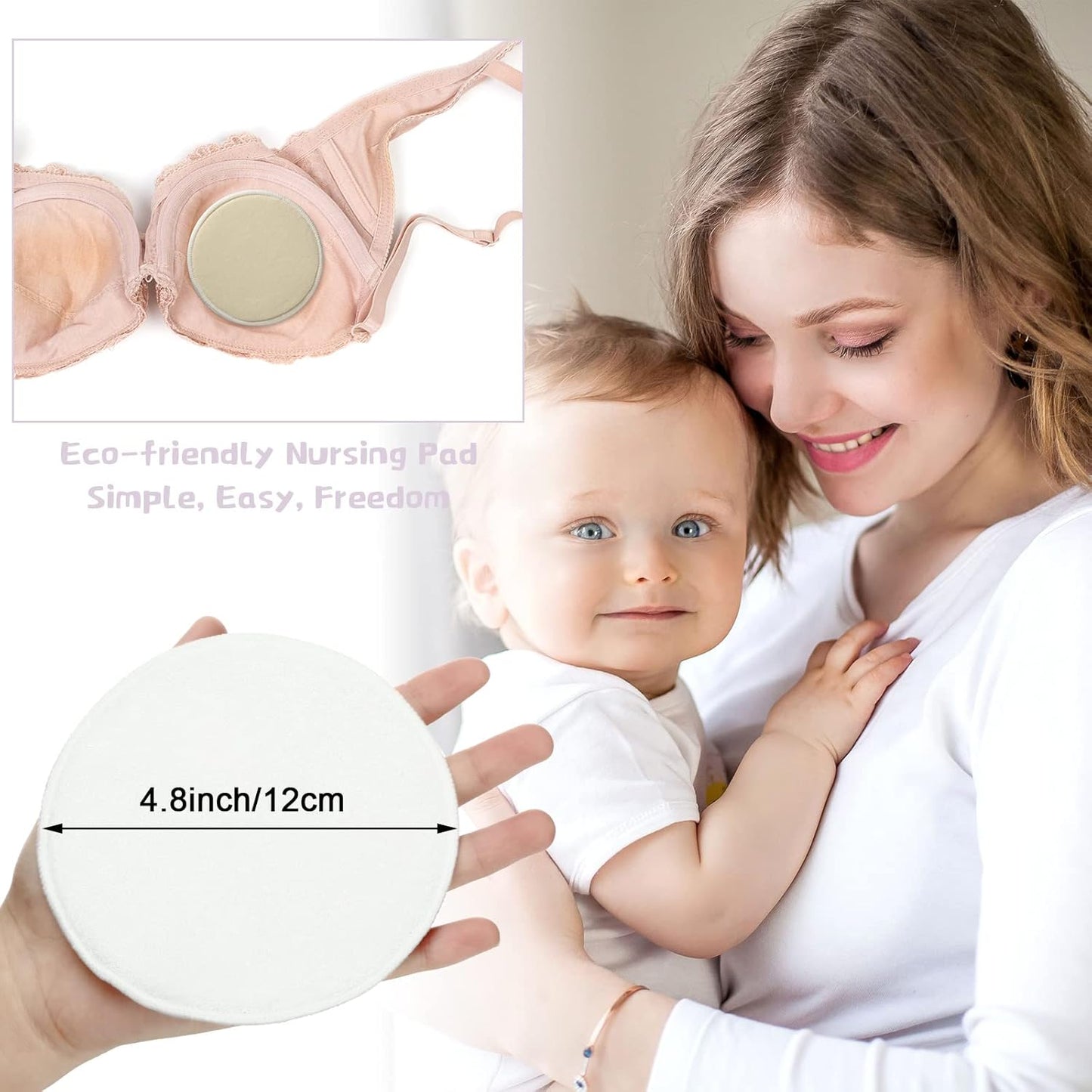 Sosation 30 Pcs Reusable Breast Pads Bamboo Nursing Pads with Wet and Laundry Bag Floral Nipple