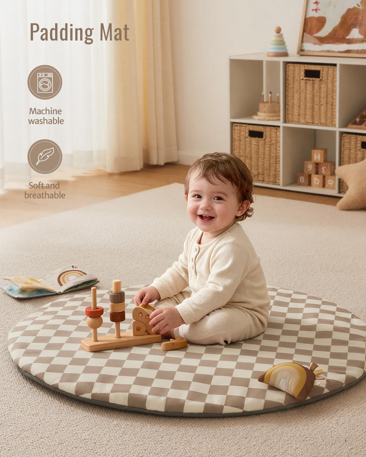 Blissful Diary Baby Play Gym Mat, Play Mat Activity Mat with 6 Detachable Toys for Stage-Based