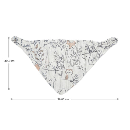 Crane Baby Bandana Bibs, Soft Muslin Adjustable Absorbent Bib Set, 3 Pack, 100% Cotton, Woodland Animal Baby Set For Newborns, Cotton Drool Bibs For Eating