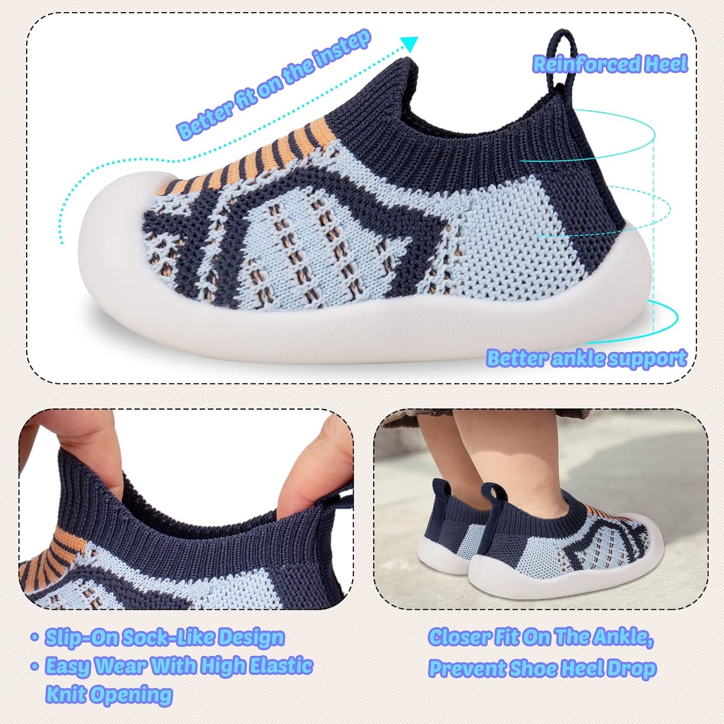 Charrost Toddler Baby Girl Boy First Walking Shoes Checkered Sneakers Sizes 3/4/5/6/7/8T. Soft, Cute,Flexible for First Walkers. Non-Slip, Slip On, Wide Toe Box Indoors Outdoors