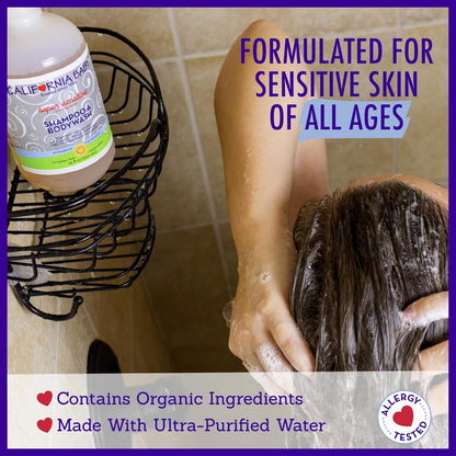 California Baby Super Sensitive Baby Shampoo + Baby Wash | 100% Plant-Based | Unscented Body Wash