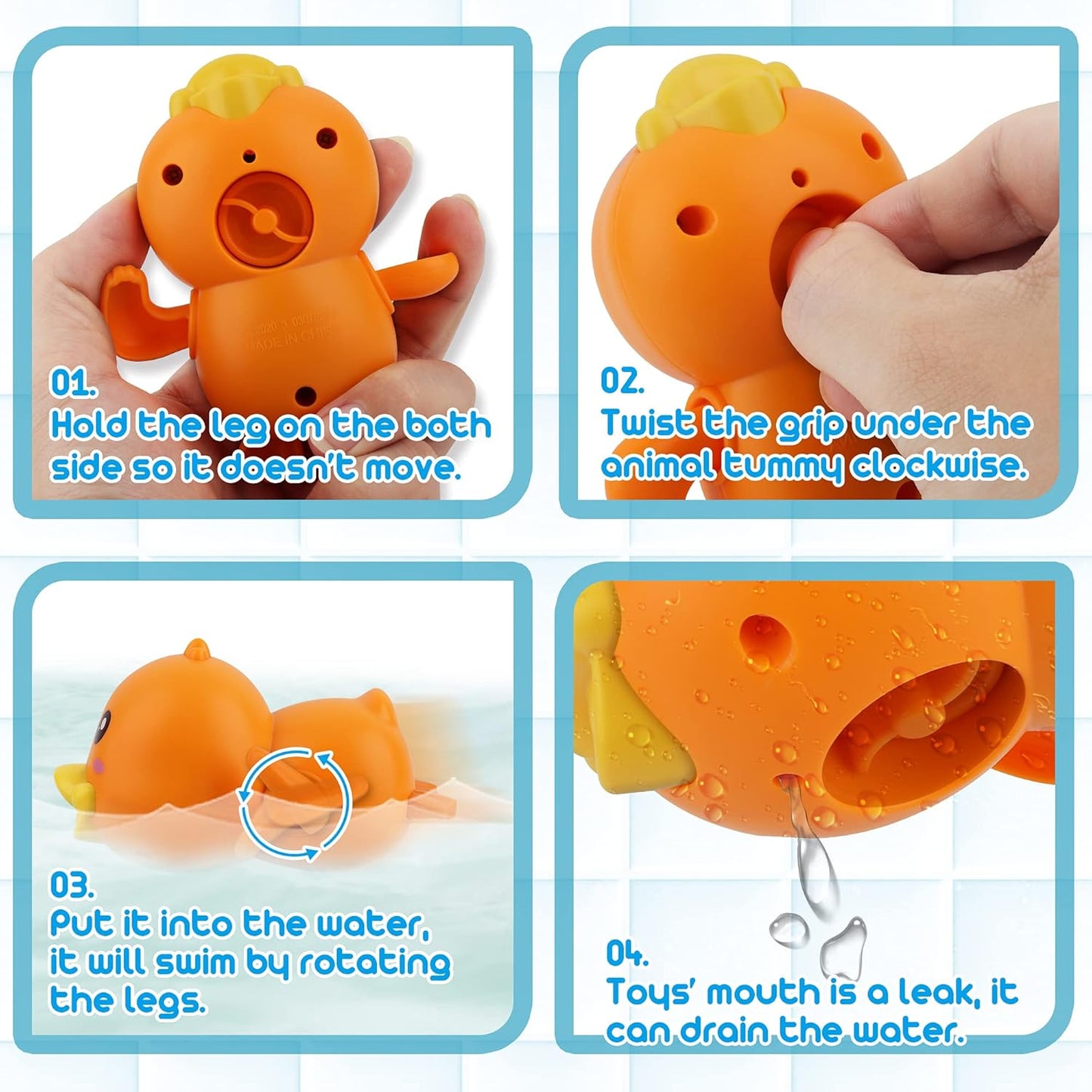 Dwi Dowellin Bath Toys for Toddlers, Magnetic Fishing Games Kids Bathtub Toys, Mold Free Wind-up