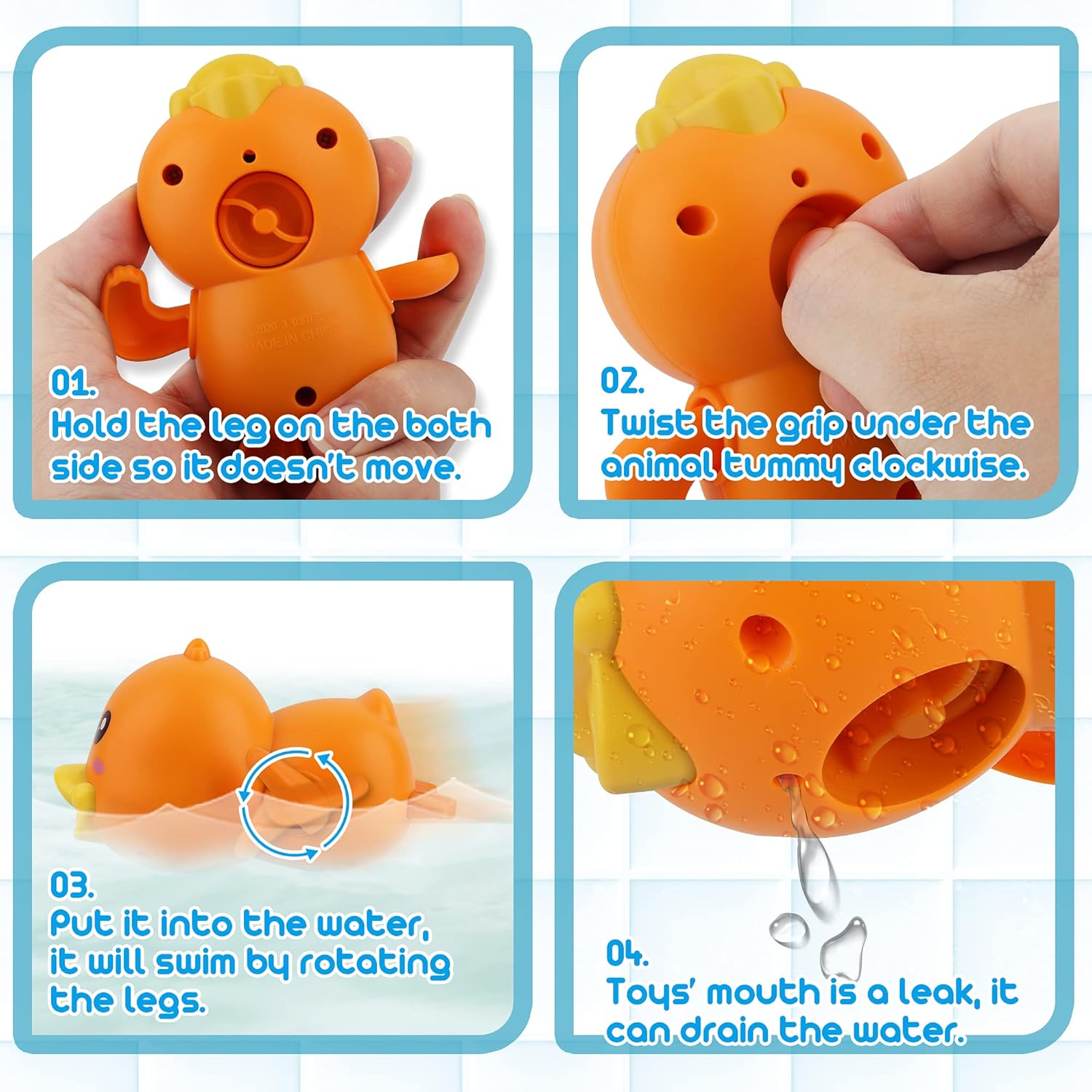 Dwi Dowellin Bath Toys for Toddlers, Magnetic Fishing Games Kids Bathtub Toys, Mold Free Wind-up