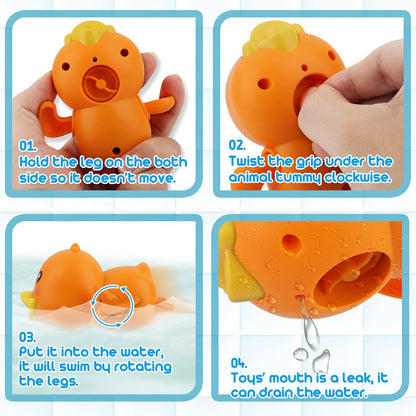 Dwi Dowellin Bath Toys for Toddlers, Magnetic Fishing Games Kids Bathtub Toys, Mold Free Wind-up