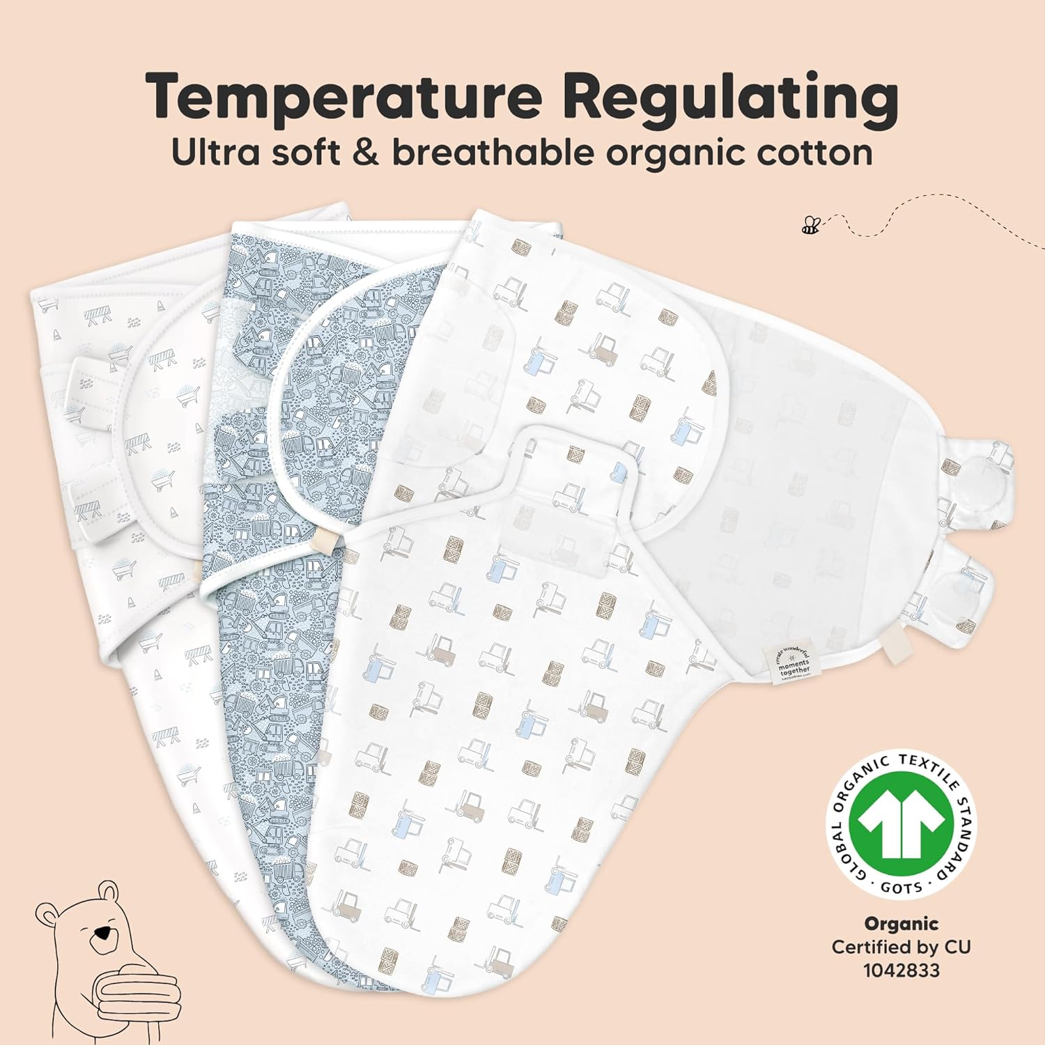 KeaBabies 3-Pack Organic Baby Swaddle Sleep Sacks - Swaddles for Newborns, Infant 0-3 Months, Baby