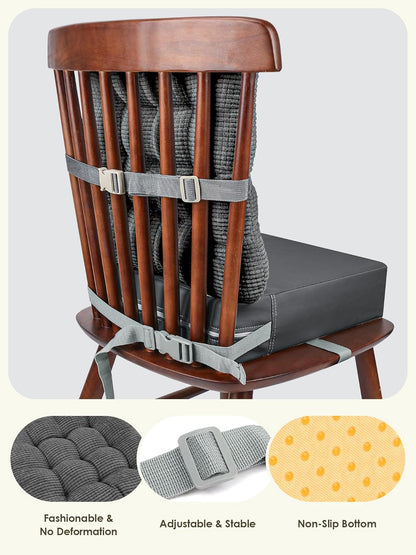 Booster Seat for Kitchen Chair, Adjustable Washable Safety Belts Toddler Booster Seats, PU Non-Slip
