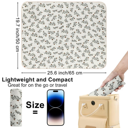 Baby Diaper Changing Pad, 19.7"x25.6" Waterproof Changing Pad Liners with 100% Muslin Cotton Front Top and Leather Back, Soft and Absorbent Portable Changing Mat for Travel, Changing Station