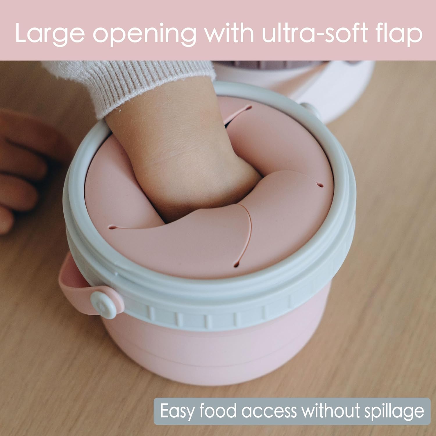 No Spill Silicone Toddler Snack Containers, Detachable Silicone Flap for Filling&Cleaning