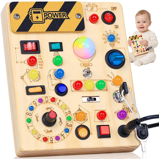 RichBoy Busy Boards, Lights Switch-Style, Wooden, 37-in-1, Medium